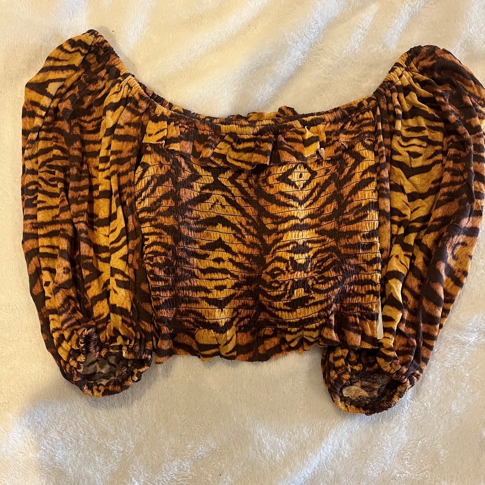 Urban Outfiters tiger print off the shoulder